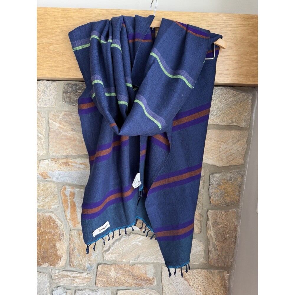 LemLem Tinish Striped Multicolor merino wool Wrap Scarf 76”X27”